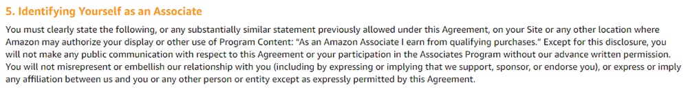 Amazon Associates Program Operating Agreement: Identifying Yourself as an Associate