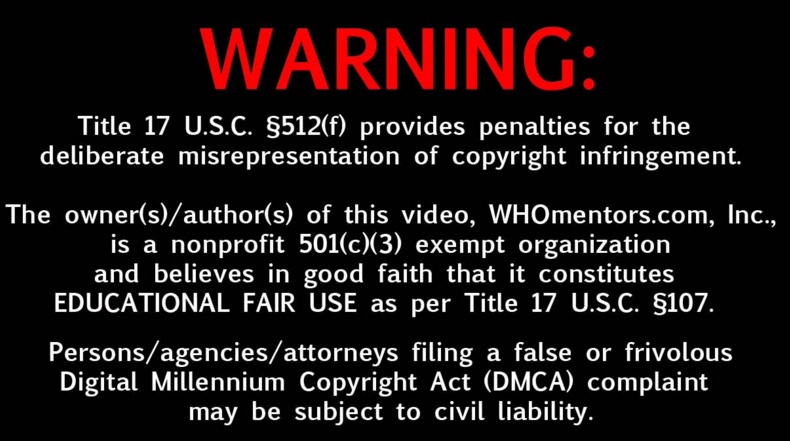 Screenshot of Copyright Fair Use Disclaimer video on YouTube