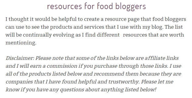 Affliate Disclosure 7 Pinch of Yum Affiliate Disclaimer