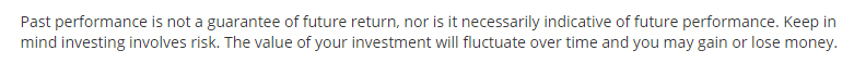 Personal Capital investment and past performance disclaimer