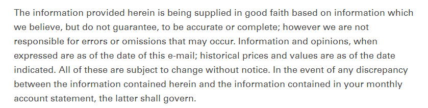 Goldman Sachs disclaimer: Errors and omissions section