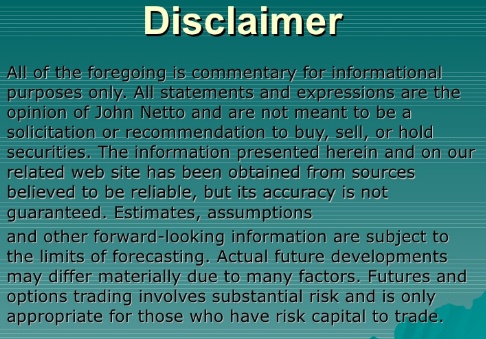 How to Trade Options website disclaimer