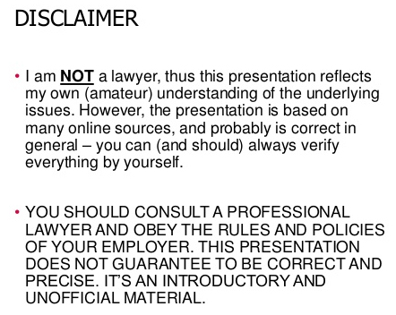 VISMA SlideShare presentation: Professional liability disclaimer